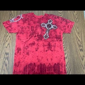 Red XL Affliction shirt with wings on back